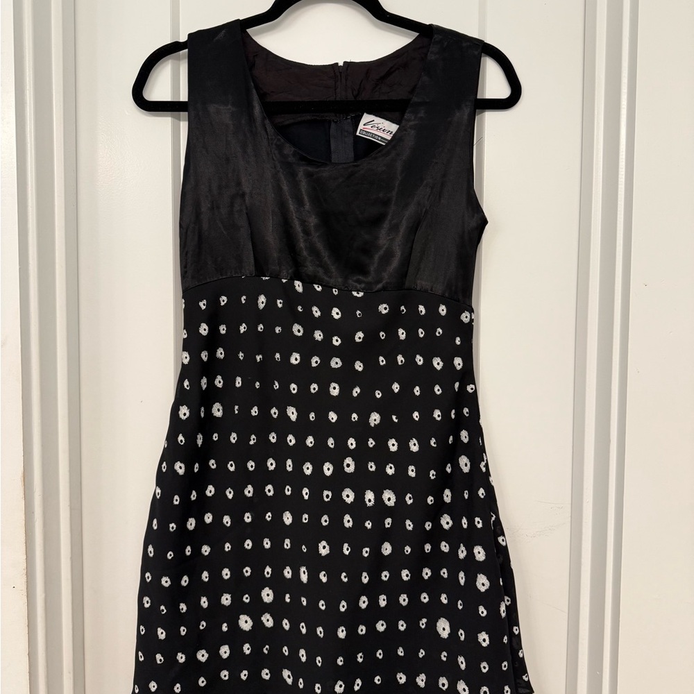 Vintage Black and White Polka Dot Mini Dress